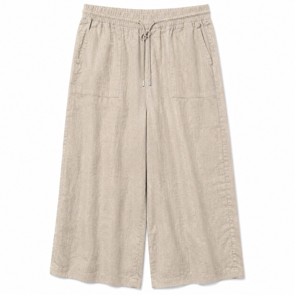 Athleta Retreat Wide Leg Linen Pants Womens 3X Beige Drawstring NWT $79